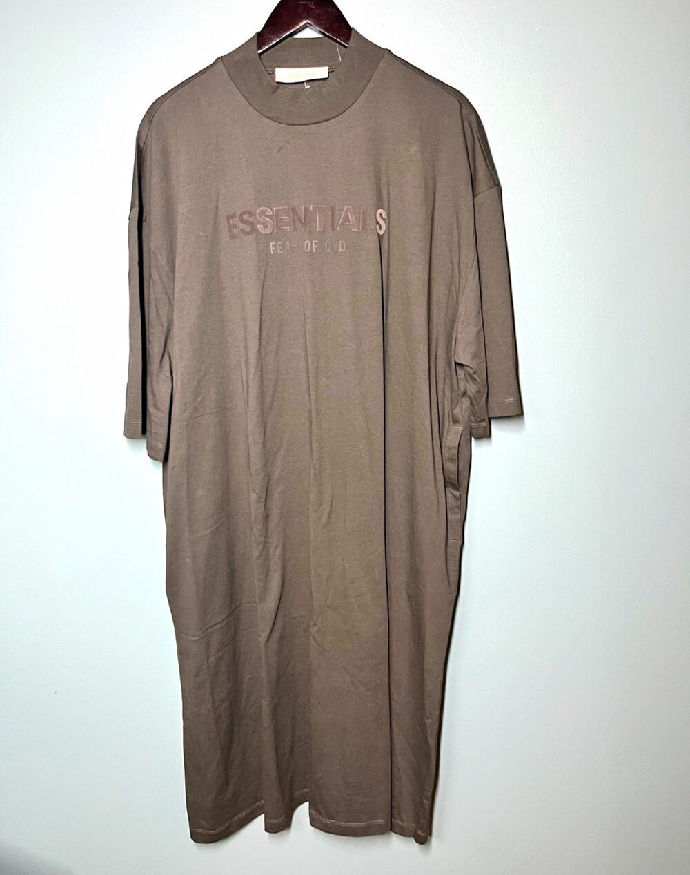 Essentials Fear of God Logo Oversized Relaxed Cotton Tee Gray XL Crew Neck Dress
